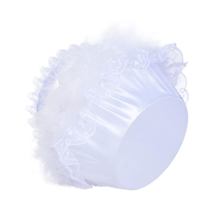 Flower Basket for Wedding Ceremony Ostrich Fluff Lace Faux Flowers Decor