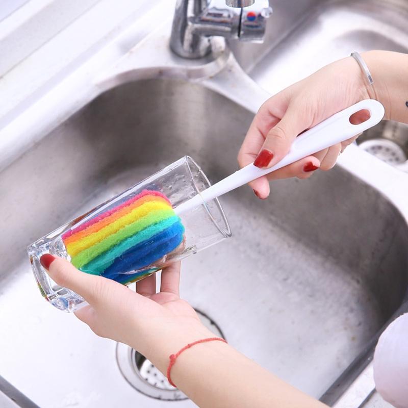 Water Bottle Cup Mug Cleaning Brush Scrubber with Long Handle Comfort Grip Brush
