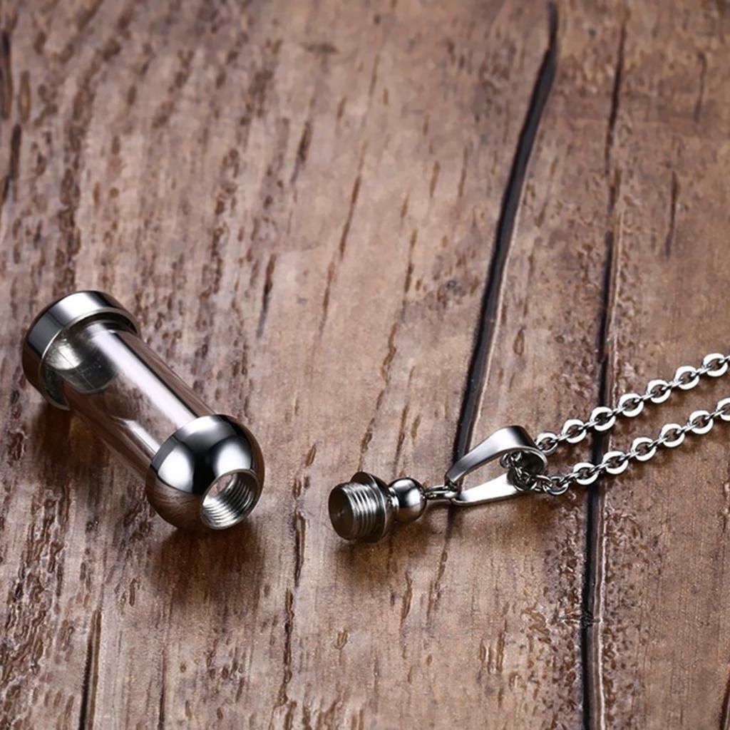 Stainless Steel Screw   Tube  Bottle Urn Vial Charms Pendant Necklace