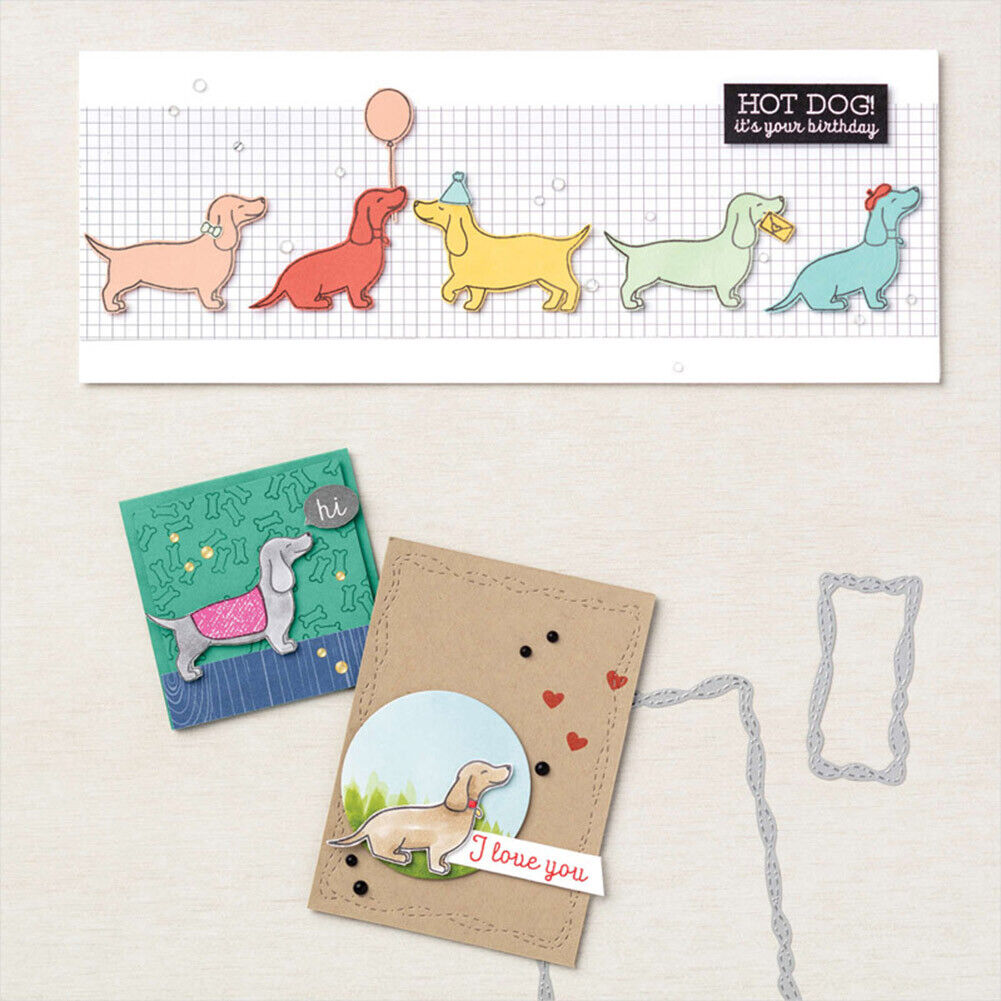 Paper Cut Card Dies Clear Silicone Seal Love Dog Happy Birthday Stencil (C)