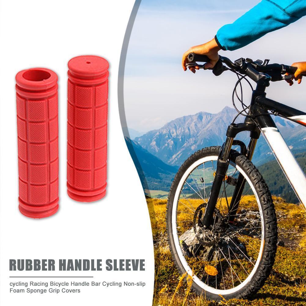 2x Rubber Bike Handlebar Grips Anti-Skid Fixed Gear Bicycle Grips (Red)