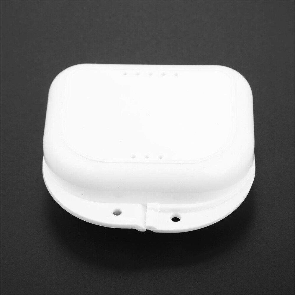 White Dental Orthodontic Retainer Denture Storage Box Mouthguard Tray Container