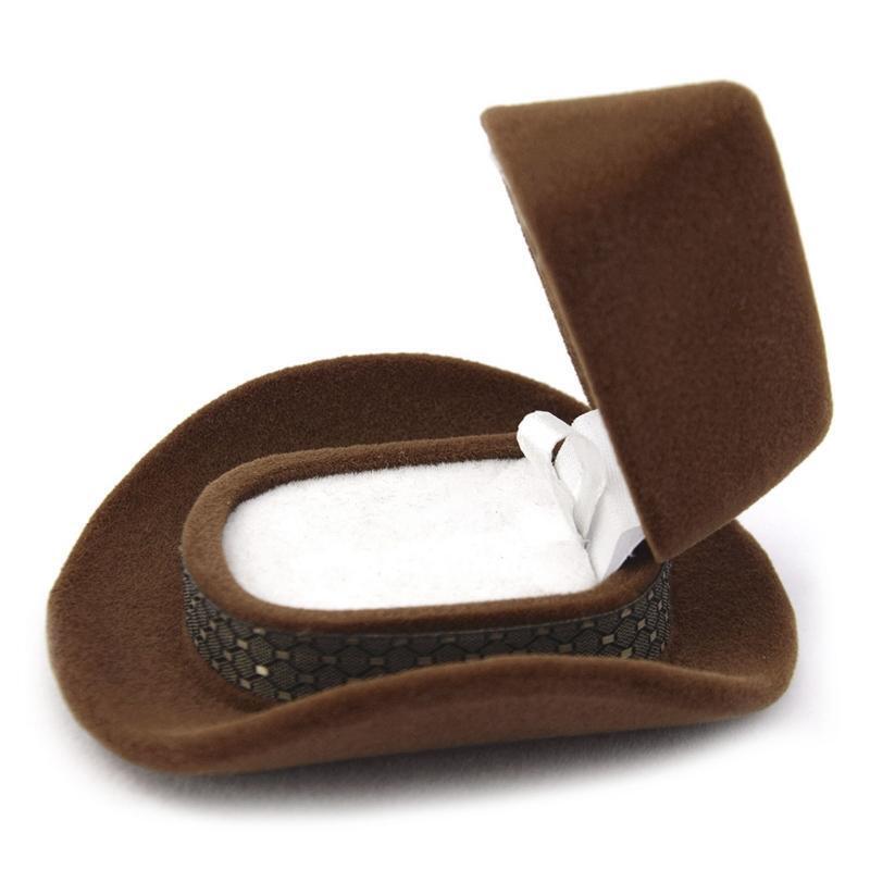 Creative Cowboy Hat Shape Rings Box Jewellery Display Storage Case