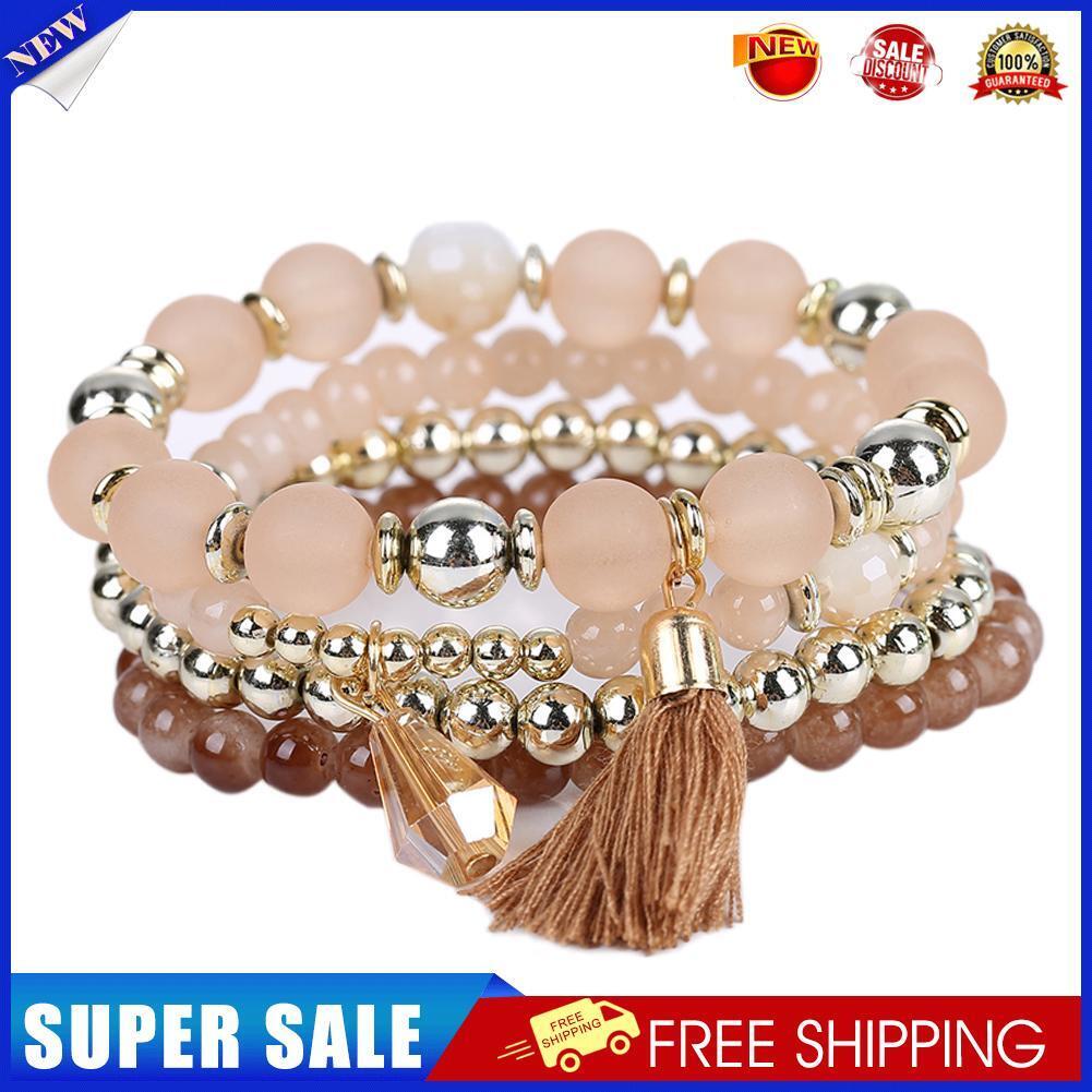 Bohemia Woman Multilayers Bracelet Bead Hand Chain Tassel Bracelet (Coffee)