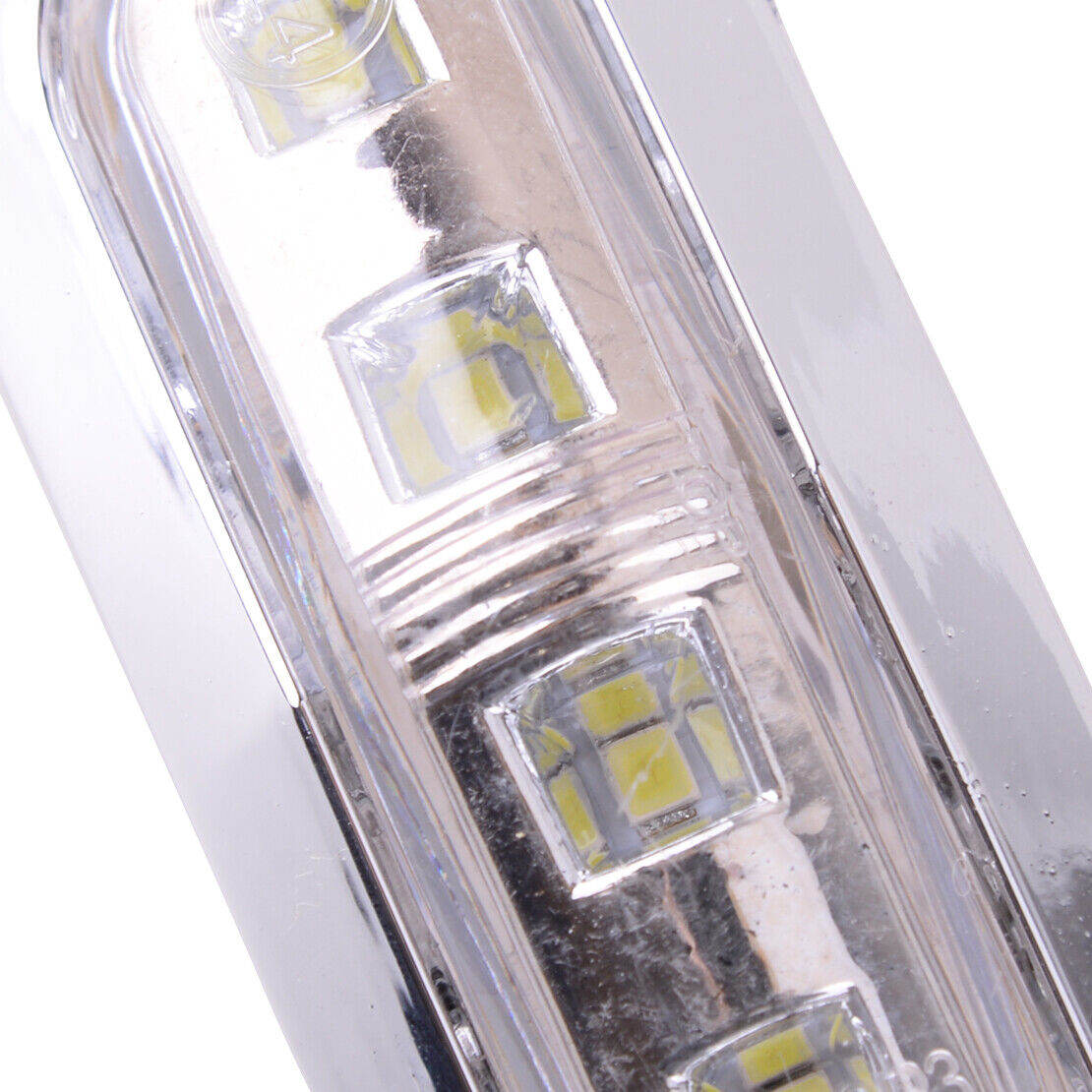 4x White 4-LED Clearance Side Marker Lights Truck Trailer 12V 24V Waterproof Acc