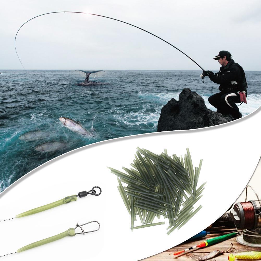 50pcs/bag Durable Rubber Tip Tube Anti Wrap Sleeve Connect with Fish Hook