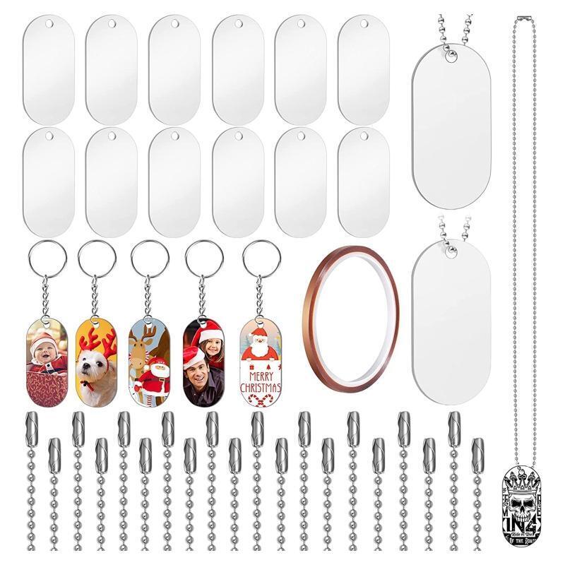 Double Sided Metal Blank Chains 51 Pcs Blank Stamping Metal Tags Heat Transfer