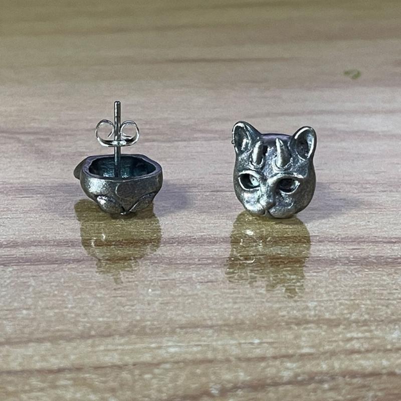 Punk Cat Stud Earrings Devil Horn Ear Decoration Hip Hop Jewelry for Girl Ladies