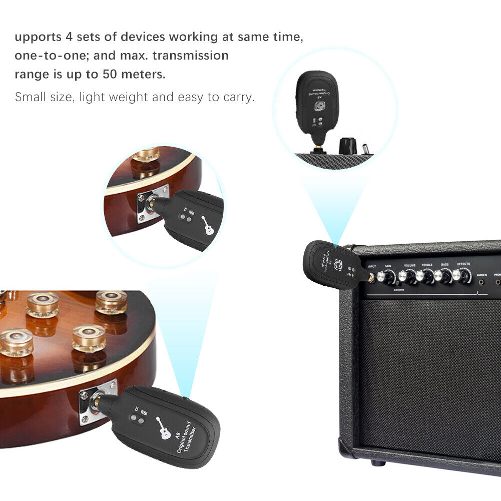 Wireless Audio Transmission Receiver Transmitter System for Electric Guitar