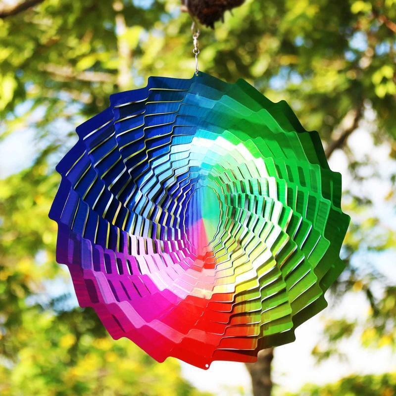 Stainless Steel Wind Spinner Colorful Wind Chime Hanging Ornament Pendant