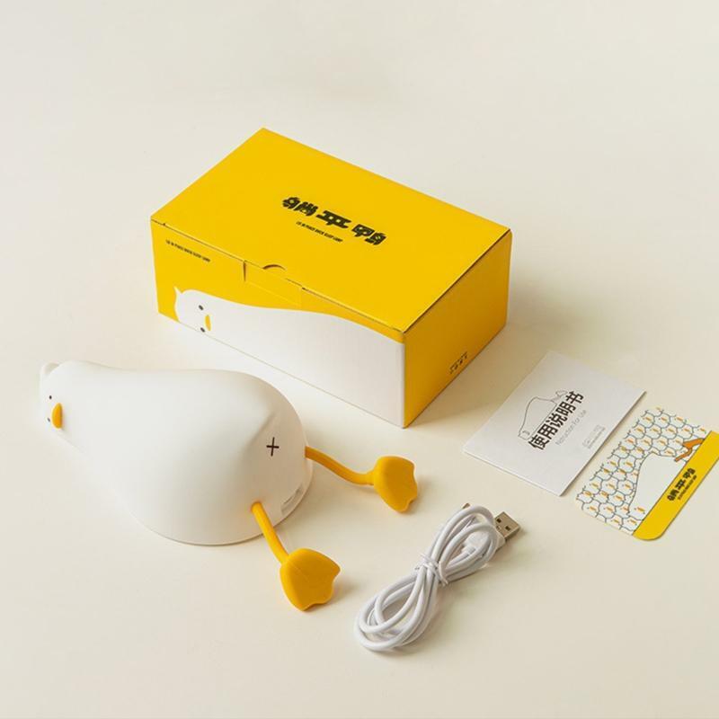 Cartoon Lying Duck Atmosphere Light Dimmable Bedside Lamp Rechargeable for Home