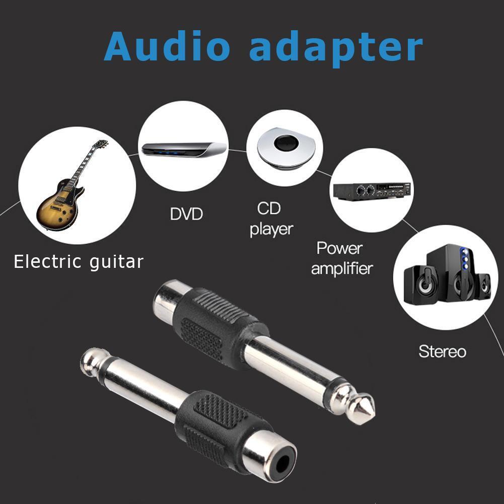 2pcs 6.5mm to RCA Male to Female Jack Plug Audio Video Converters Adapters