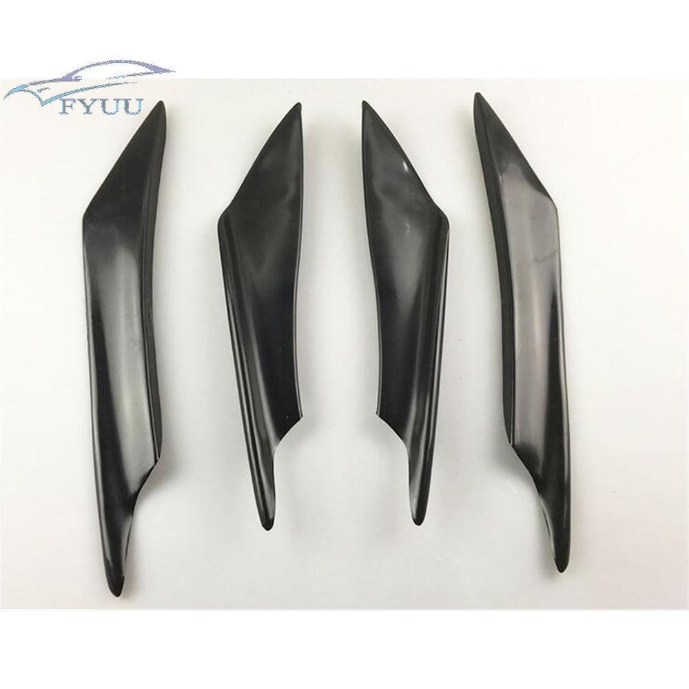 4 Pcs Black ABS Car Bumper Lip Splitter Fin Spoiler Canards Body Kit Accessories