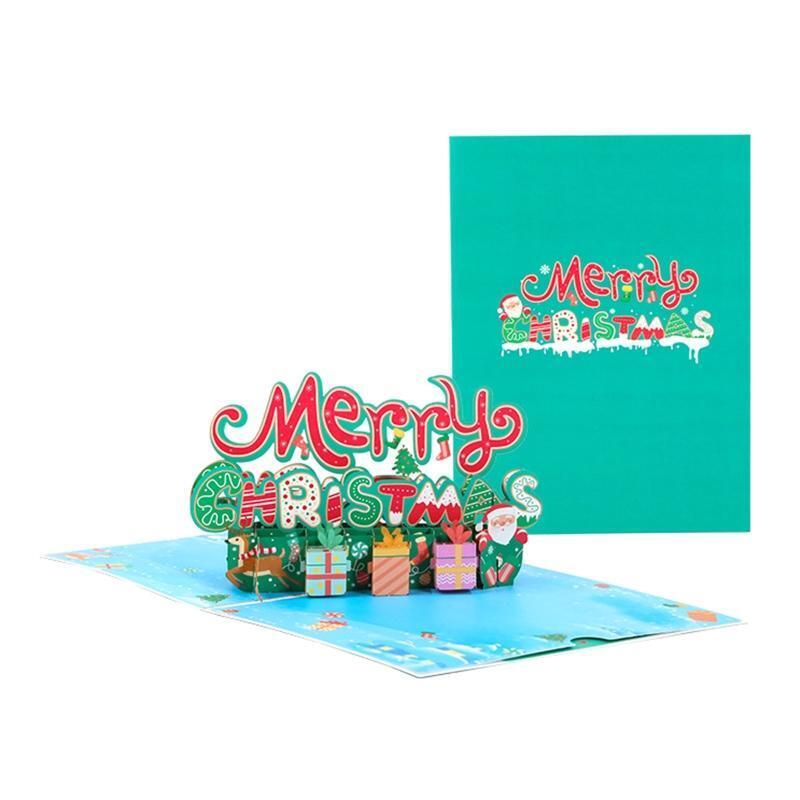 Xmas Pop Up Greeting Cards Party Blank Invitation Cards with Envelope Hand Craft