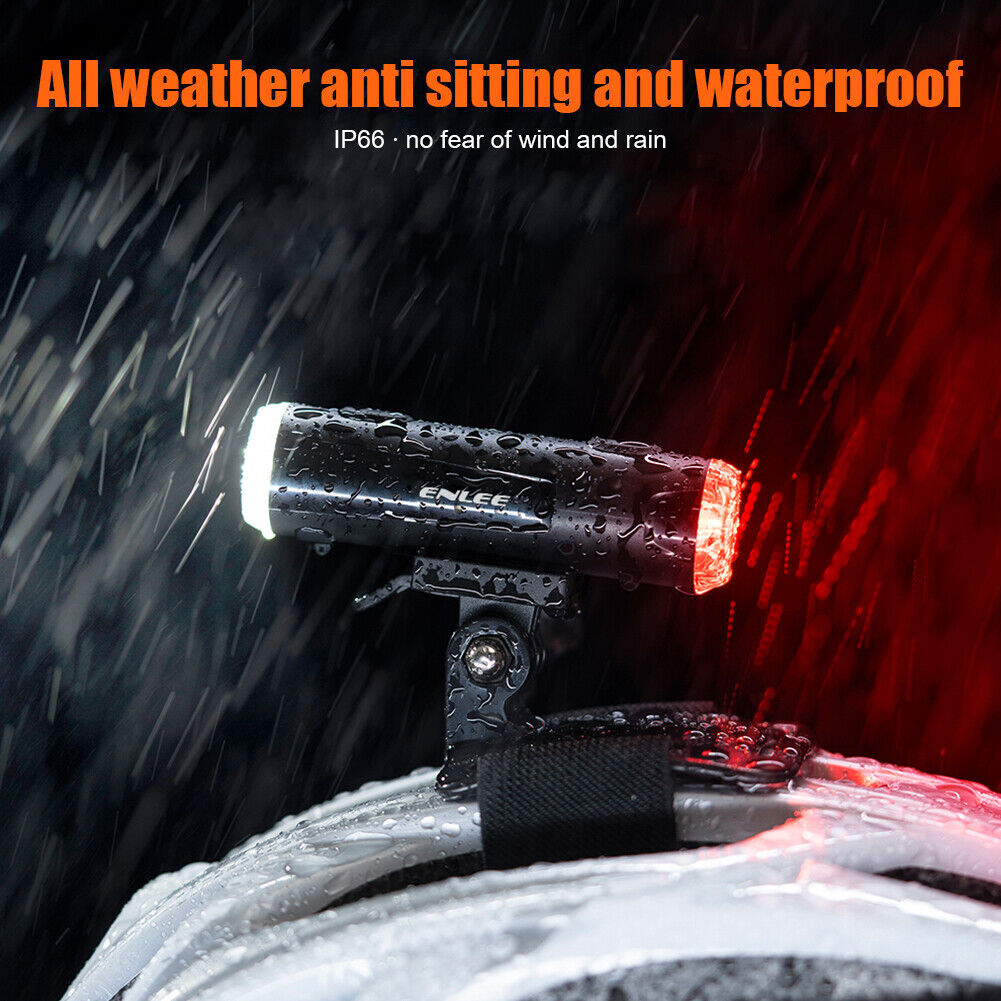 ENLEE Bicycle Helmet Light USB MTB Waterproof Front Rear Light Flashlight