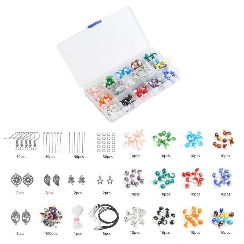 Mushroom Charms Glass Beads Mushroom Shape Spacer Loose Beads for DIY Jewelry