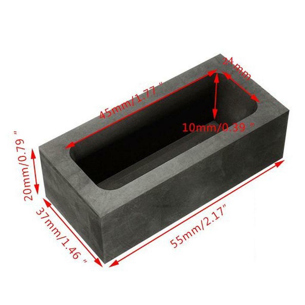 Set of 2 High Purity Graphite Ingot Mold Smelting Tool Jewelry Making Black