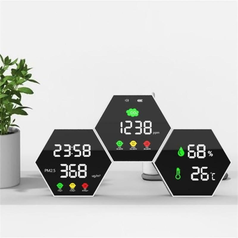 Air Quality Monitor Carbon Dioxide Detector PM2.5 Tester Thermometer Hygrometer