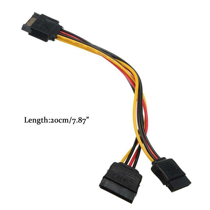 1 to 2 Sata Hard Drive Power Adapter Cable Sata Serial Port 15Pin Splitter 18AWG