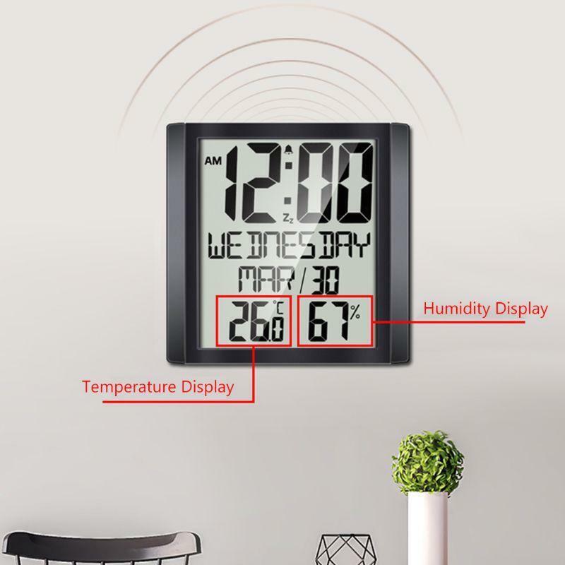 Digital Day Clock Extra Large Indoor Thermometer Hygrometer Calendar Desk & Hang