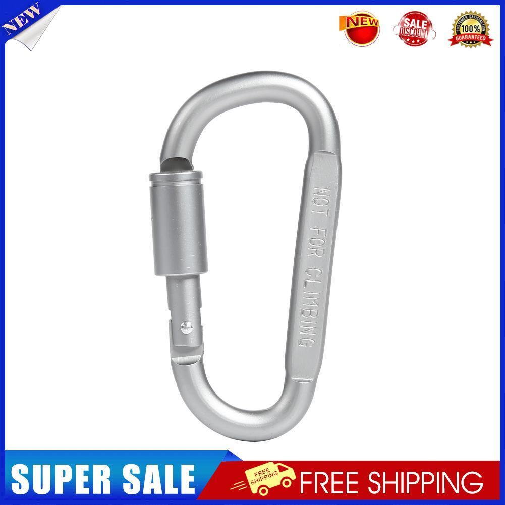 1pc Camping Climbing Carabiner 8cm D-shaped with Nut Hanging Buckle (Grey)