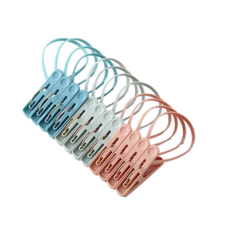 12pcs Clothes Pins with Plastic Rope for Clothesline Drying Clothing Clips Pegs