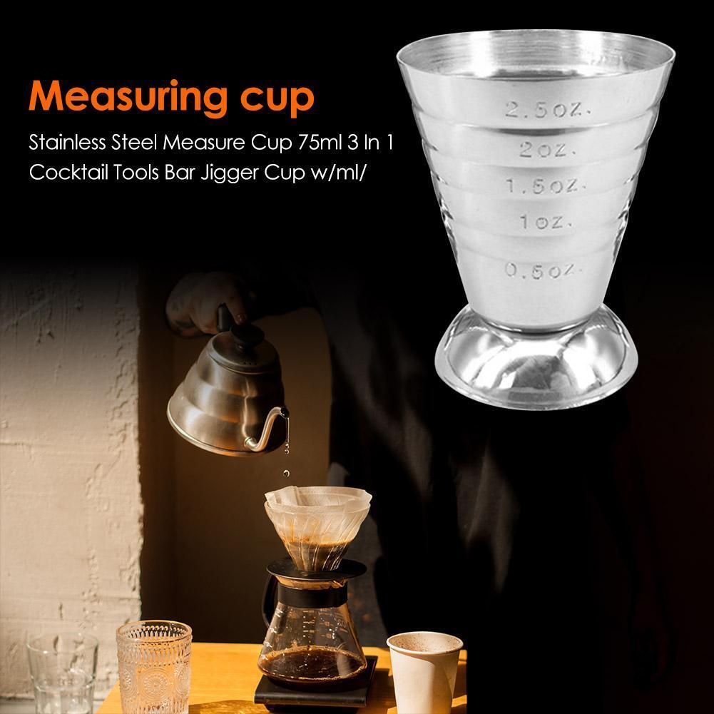 75ml Stainless Steel Measure Cup Cocktail Tool Bar Mixed Drink Jigger Spoon