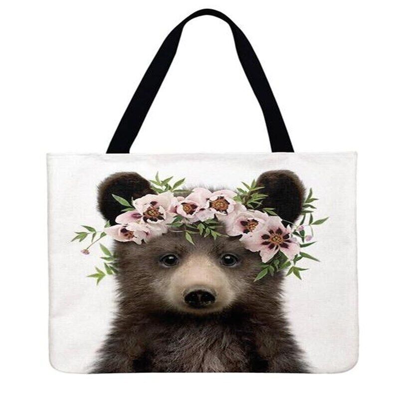 Animal Printed Shoulder Shopping Bag Casual Large Tote Handbag (40*40cm)