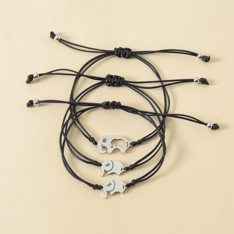 Stainless Steel Hollow Elephant Mother's Day Parent-child Hand-woven Bracelets
