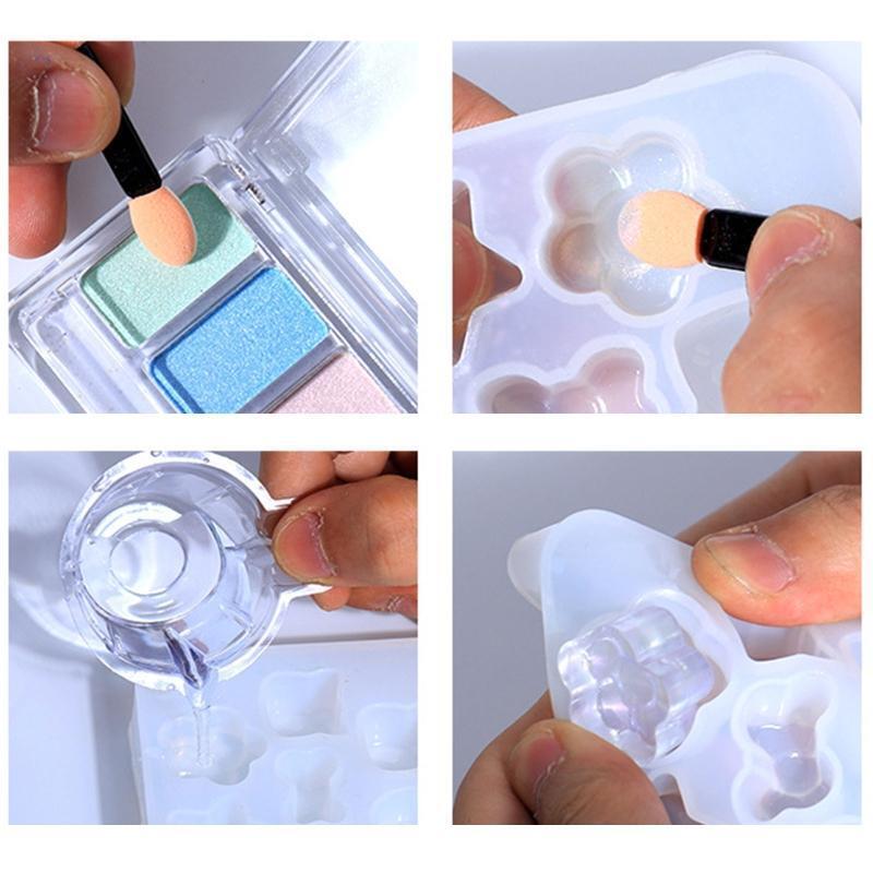 Holographic Solid Eyeshadow Aurora Glitter Powder Palette For UV Gel Nail 6Color