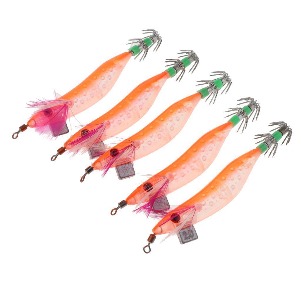 10 Pieces Fishing Lures Luminous Squid Jigs Hook Shrimp Lure for Saltwater