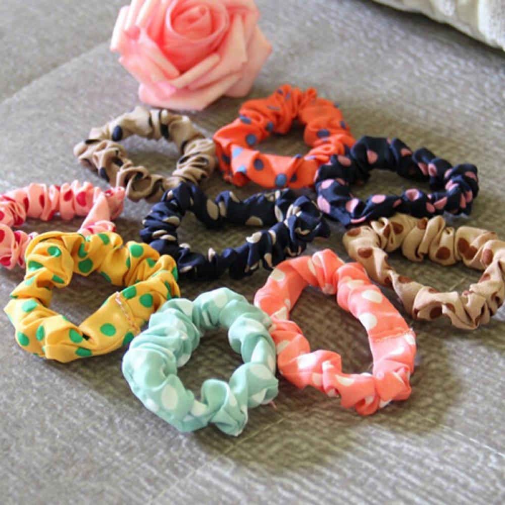 Fashion Elastic Girl Hair Band Rope Ponytail Holder Scrunchie Dot Print