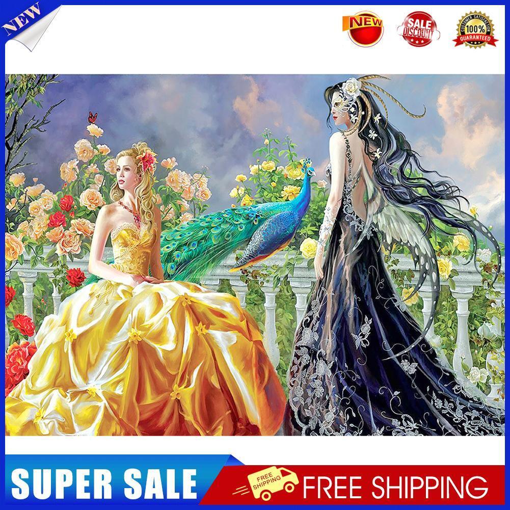 Drill Picture Round DIY Fairy Beauty in Garden Painting Full 5D Diamond Kit
