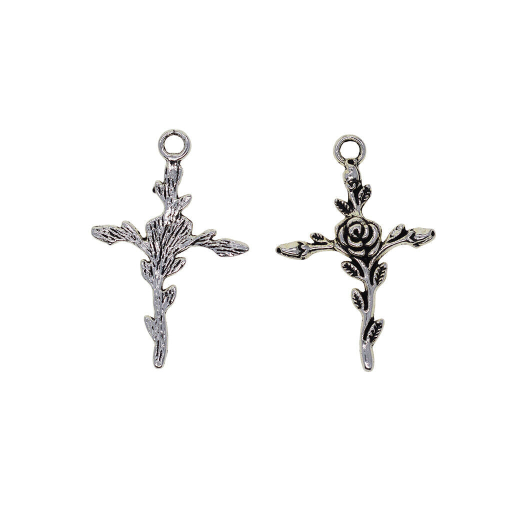 50 Pieces Tibetan  Floral  Charms Pendants for DIY Jewelry