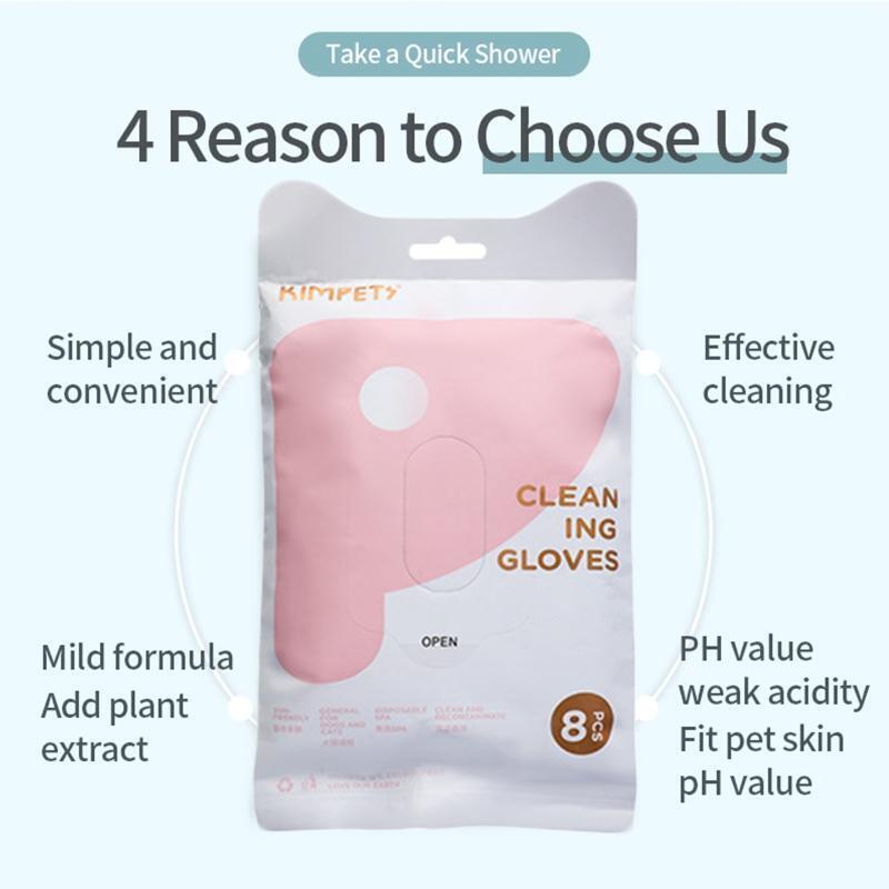 No Rinse Pet Wipes for Bathing Dog Grooming Cat Washing Gloves Simple to Use