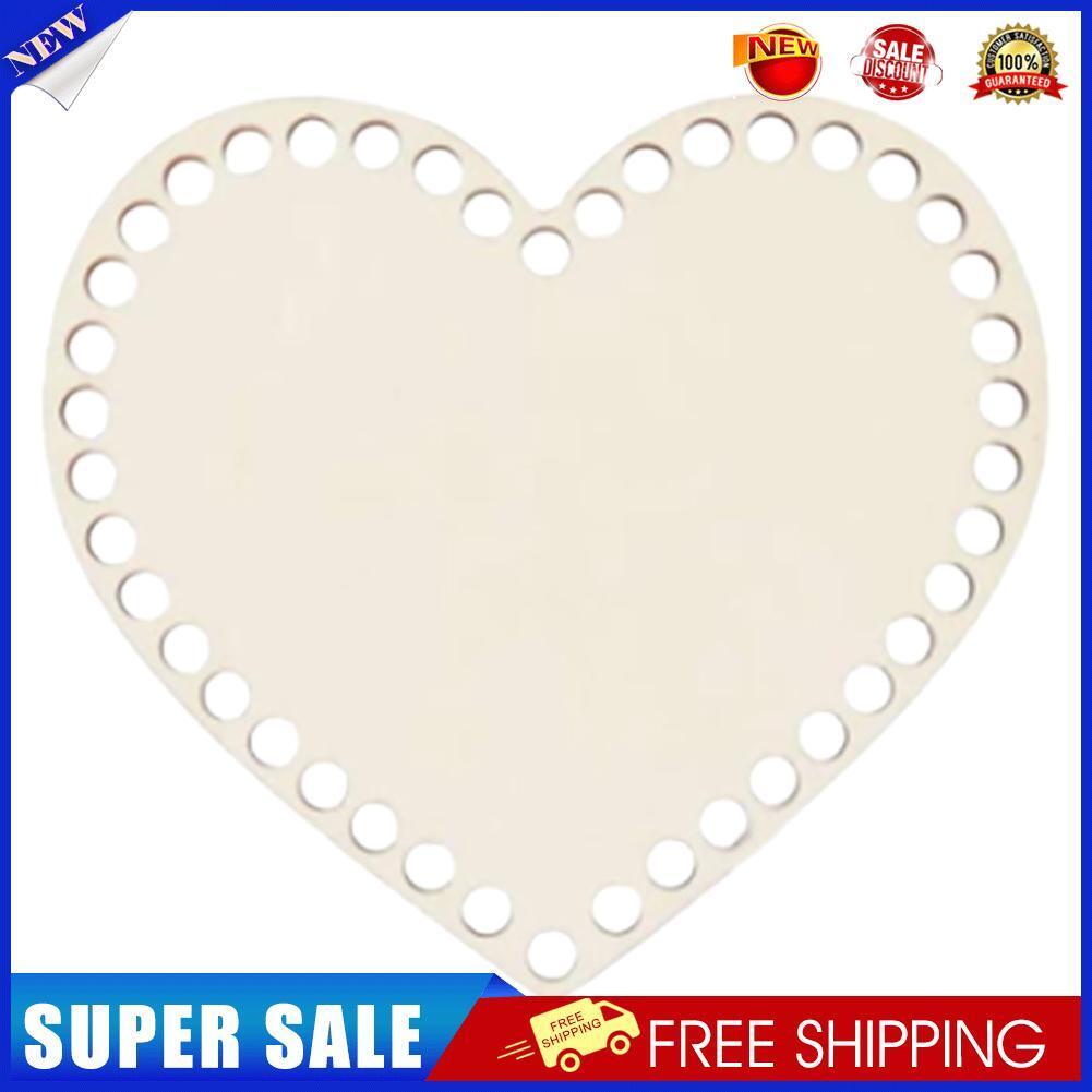 Natural Wooden Basket Base Heart Shaped Crochet Blank DIY Weaving Making