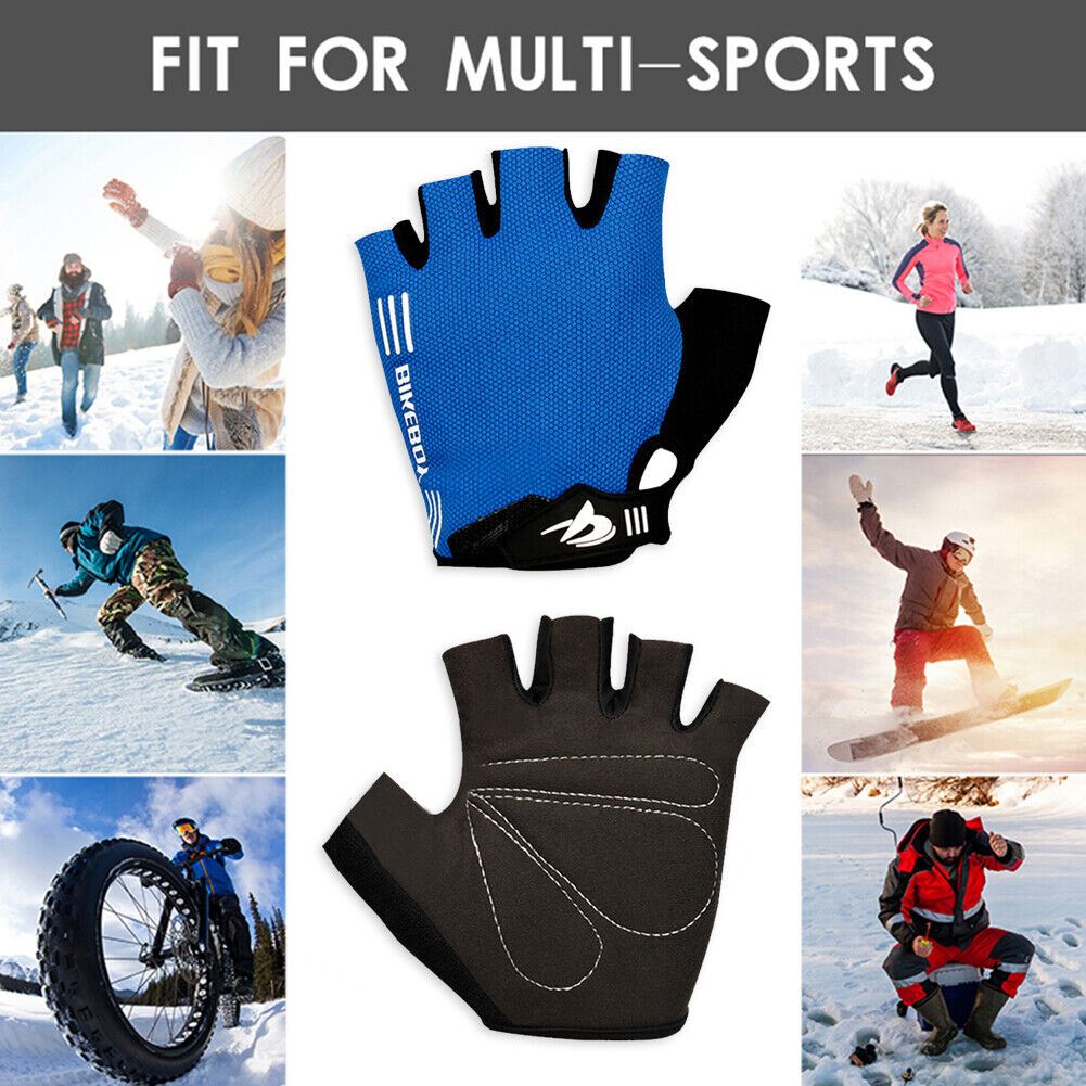Bikeboy Sports Half Finger Anti-slip Breathable Riding Gloves (Blue XL)