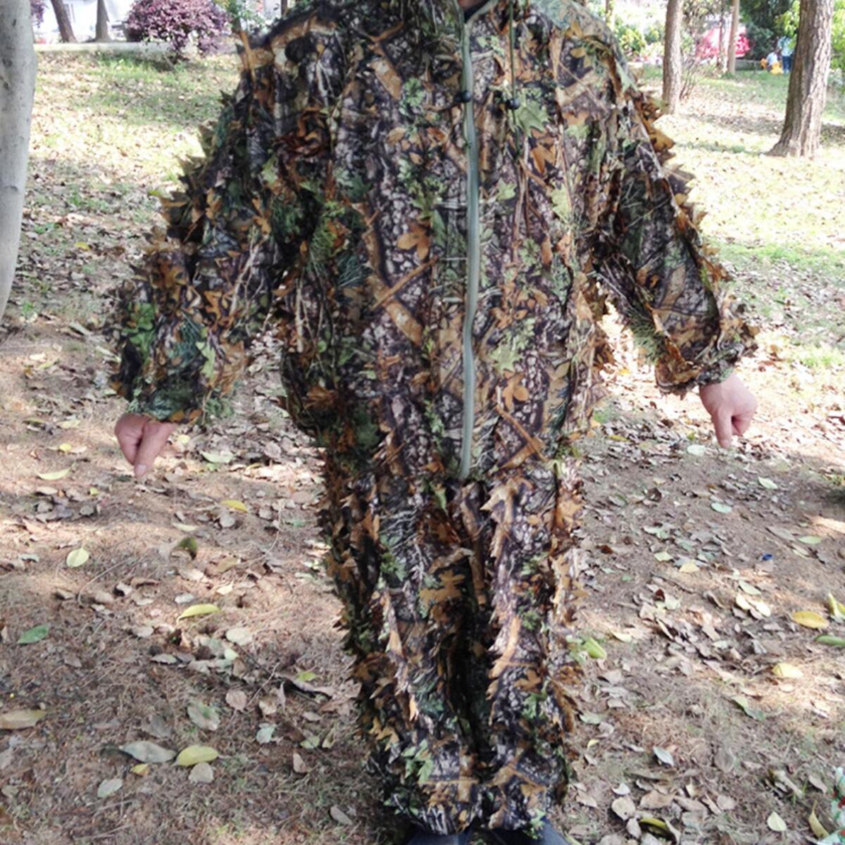 Ghillie Suit Set Woodland Hunting Camo Jacket Pant Jungle Leaves