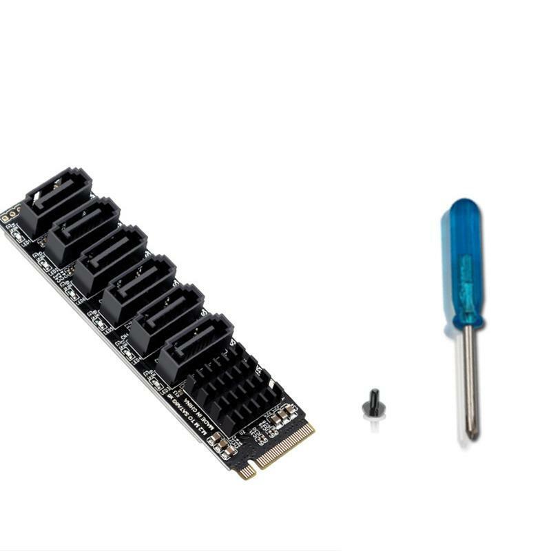 M.2 to Sata3.0 Adapter Card Converter Card with 6 Sata3.0 Ports ASM1166 Chipset