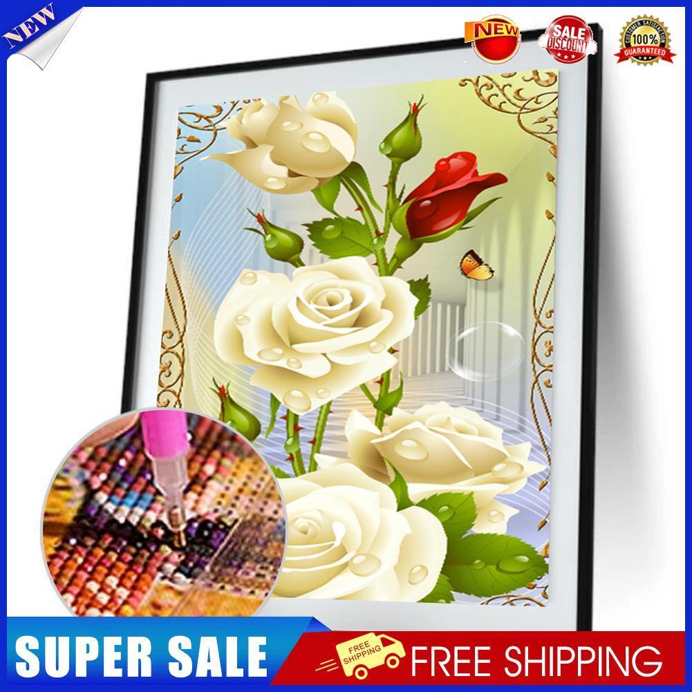 White Rose 5D Diamond Painting Embroidery DIY Cross Stitch Craft Home Decor