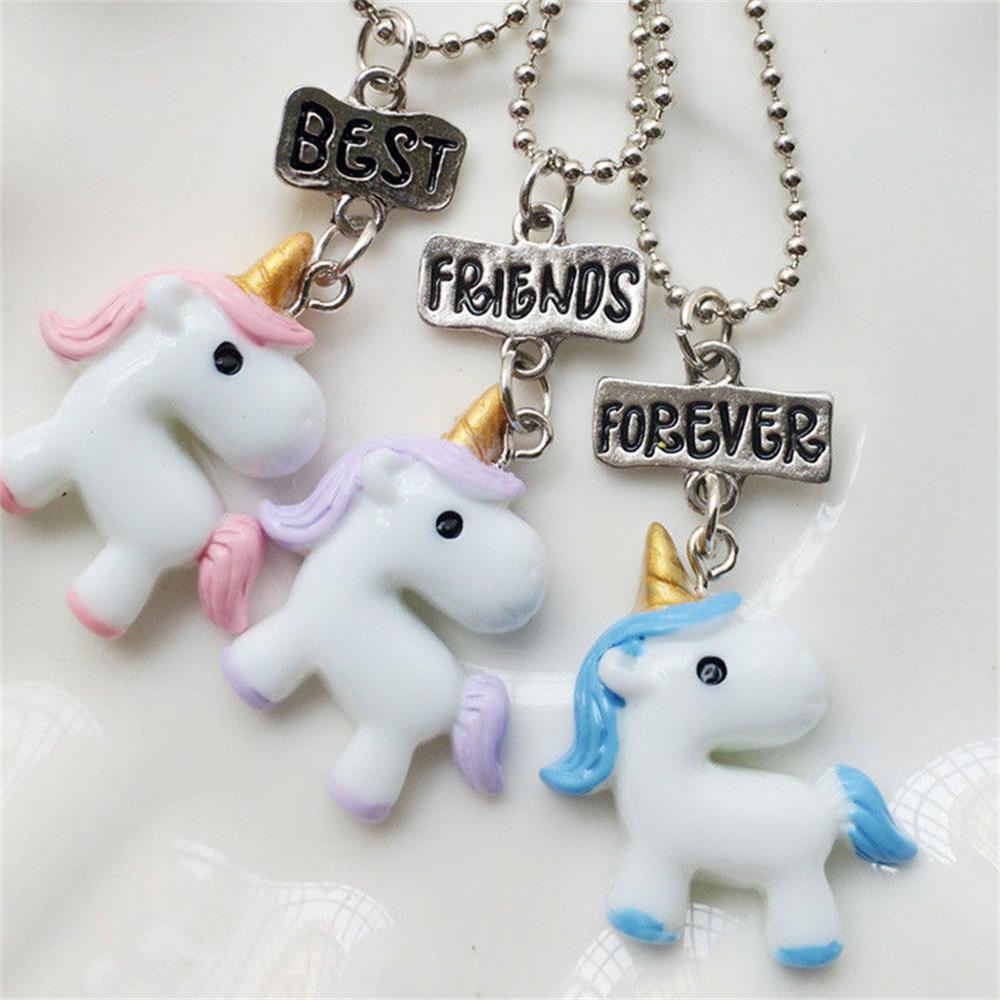 Friend Forever Jewelry New Bff Necklace Bead Chain Unicorn Pendants Friendship