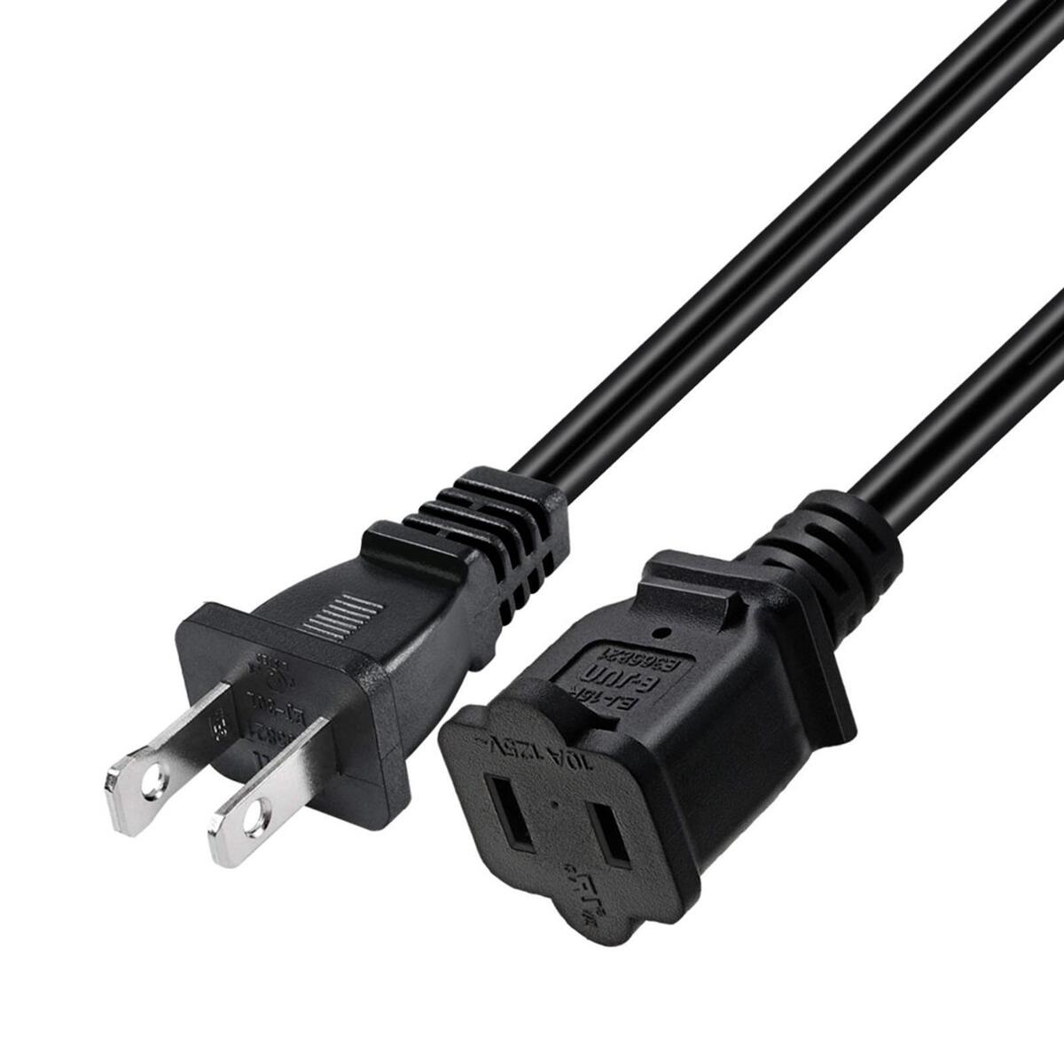 US 2 Prong Polarized Male to Female Extension Cord 2 Outlet 13A/125V 32cm