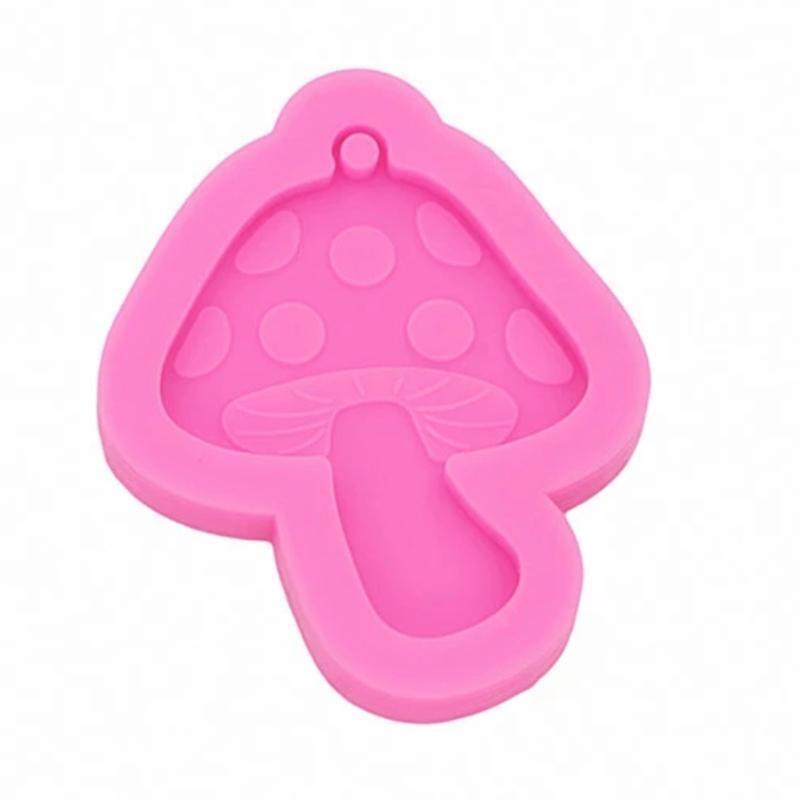 Shiny Toadstool Mushroom Pendant Silicone Mold Keychain Necklace Casting Mold