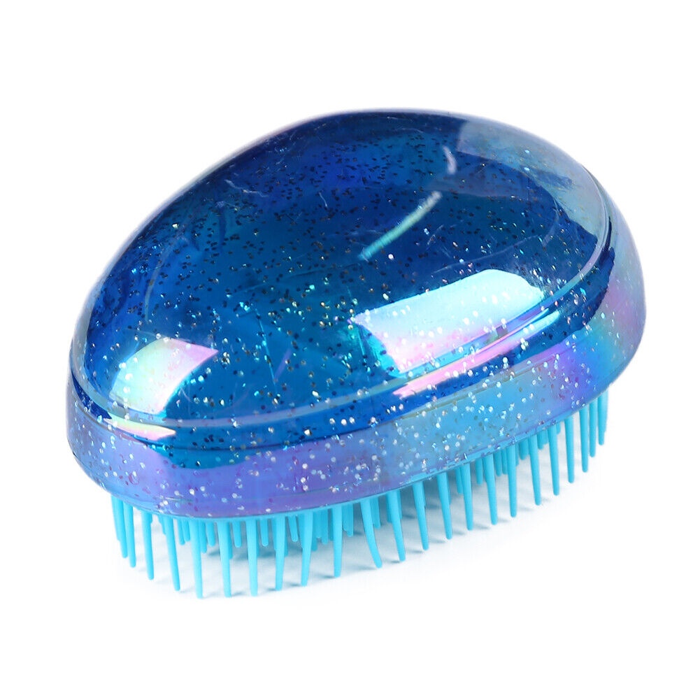 Hair Brush Egg Round Portable Hair Brushes Salon Detangling Comb (Blue)
