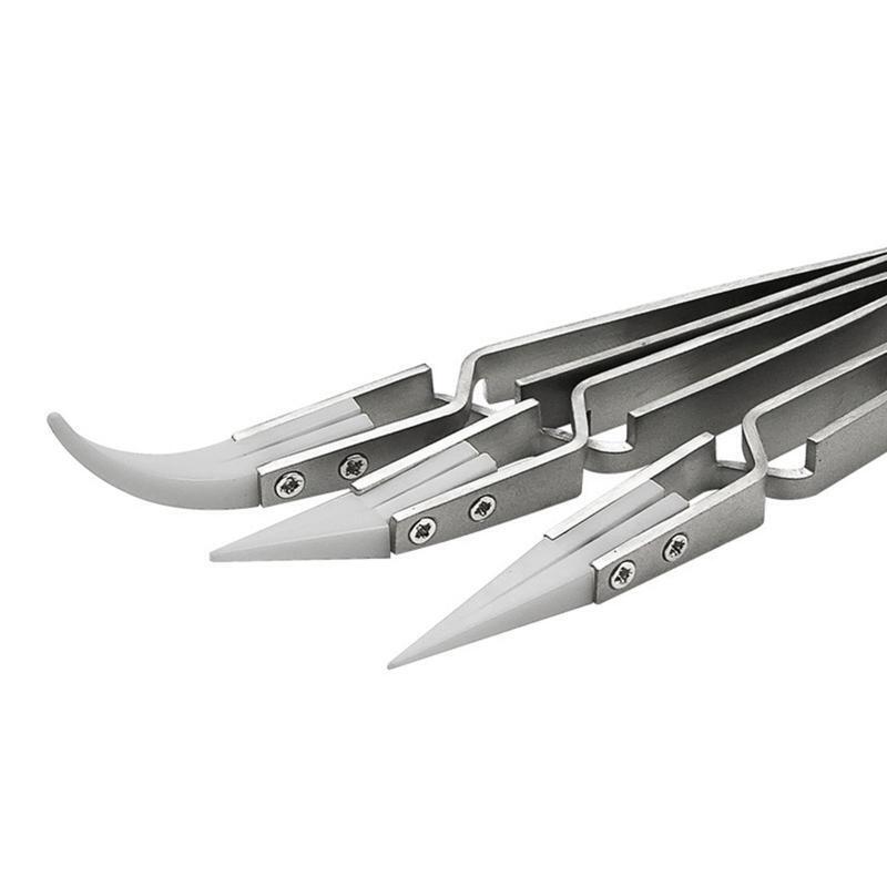 Reverse Ceramic Tweezers Pointed Curved Tips Tweezers Non-conductive Soldering