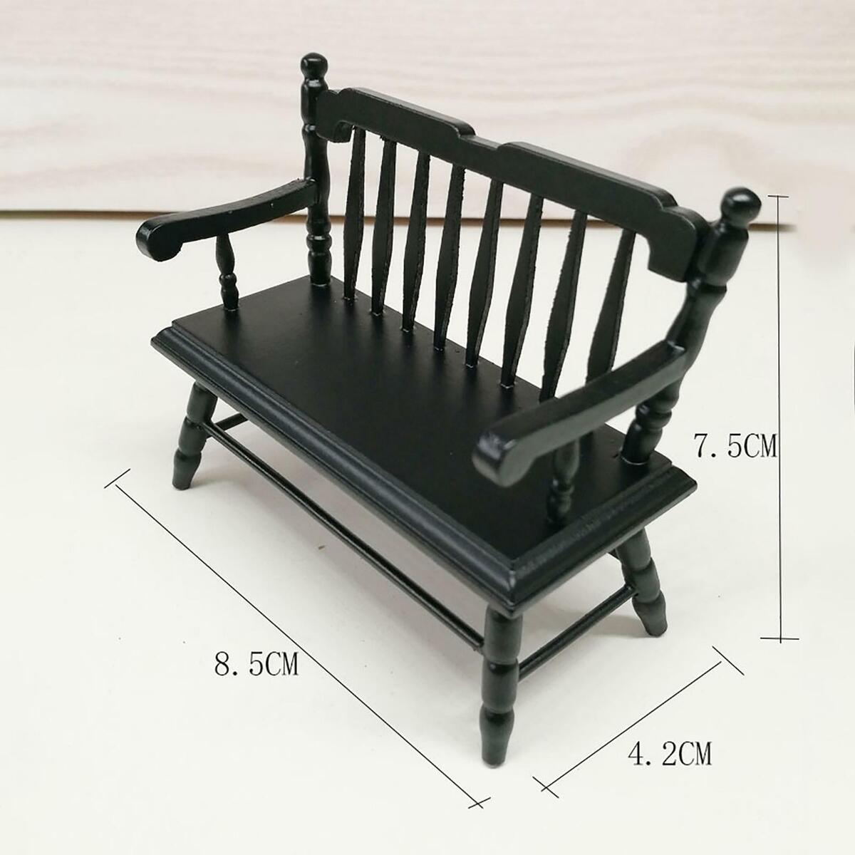 Wooden 1:12 Outdoor Garden Bench    Bed Scenery Supplies