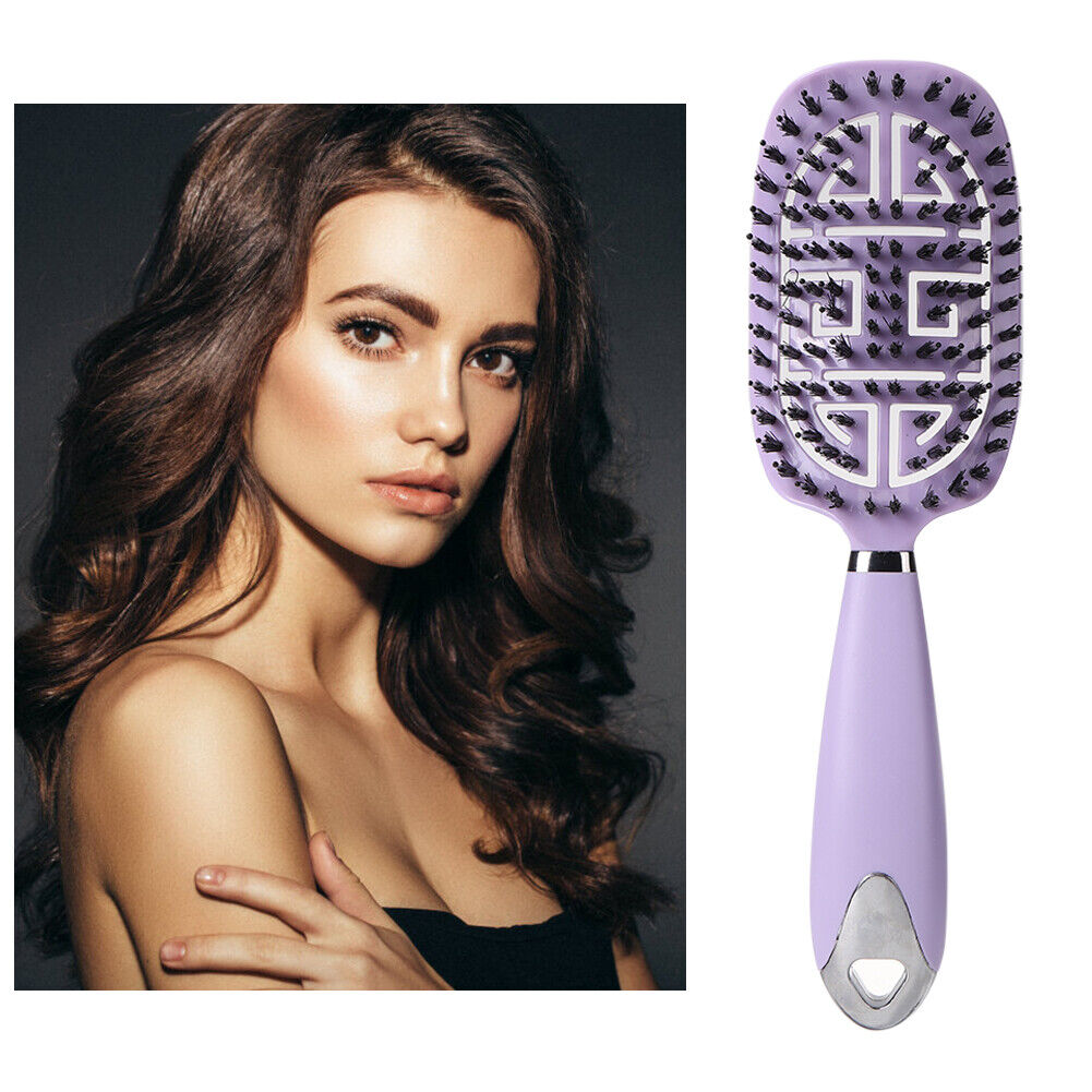 Brush Detangling Hair Comb Nylon Scalp Massage Wet Cur Pro(Purple)