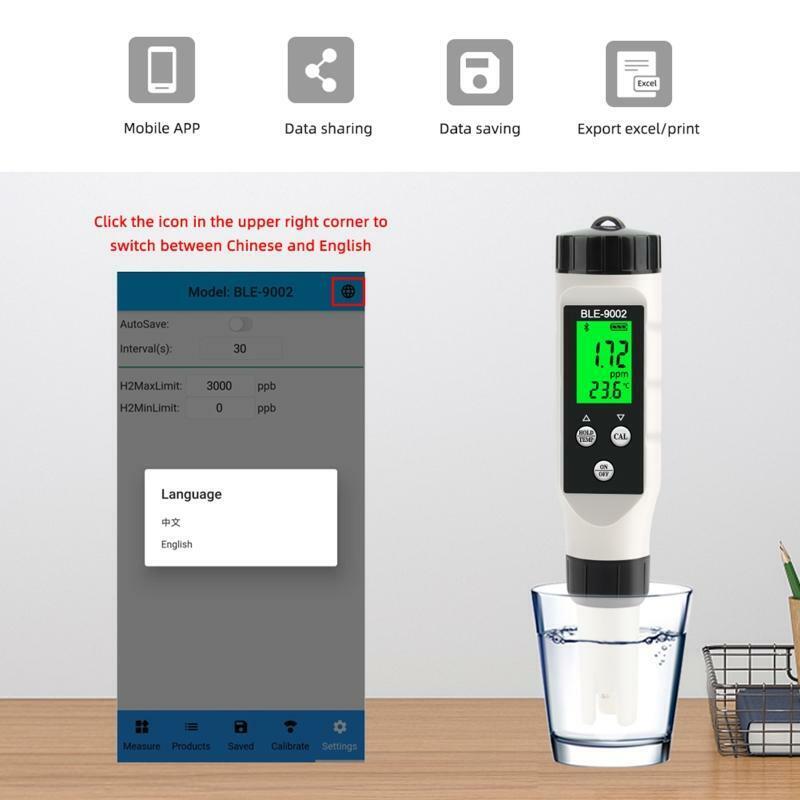 Portable Digital Water Tester Hydrogen Meter Water Quality Tester with ATC H2
