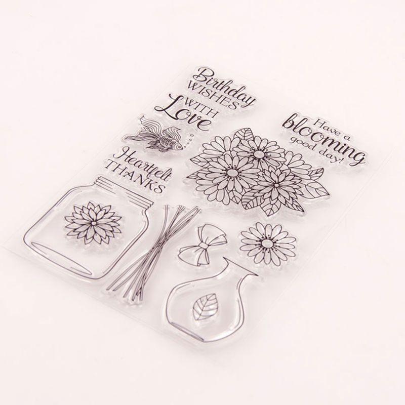 Flower Vase Silicone Clear Seal Stamp DIY Scrapbooking Emboss Photo Album Card