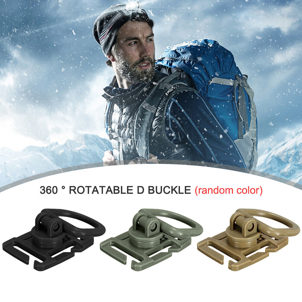 Rotatable D-ring Clips Buckle Molle Backpacks Carabiner Outdoor EDC Tool